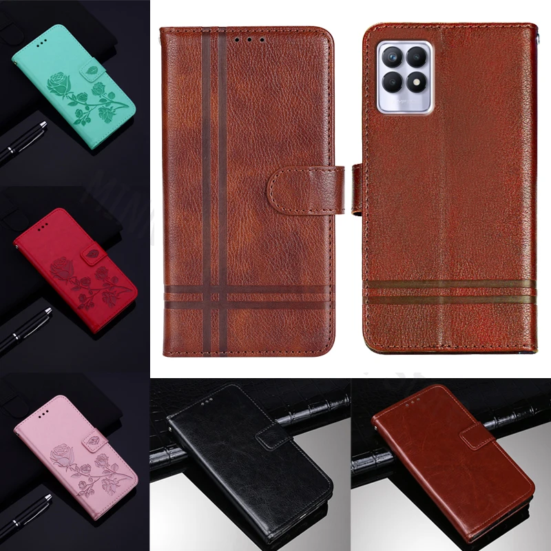 Realme8i Cover For Realme 8i Case Funda Coque Flip Leather Wallet Phone Shell Book For Realme RMX3151 8 I Protective Etui Case