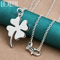 doteffil 925 sterling silver four leaf clover pendant necklace 16 30 inch chain for woman fashion wedding charm jewelry