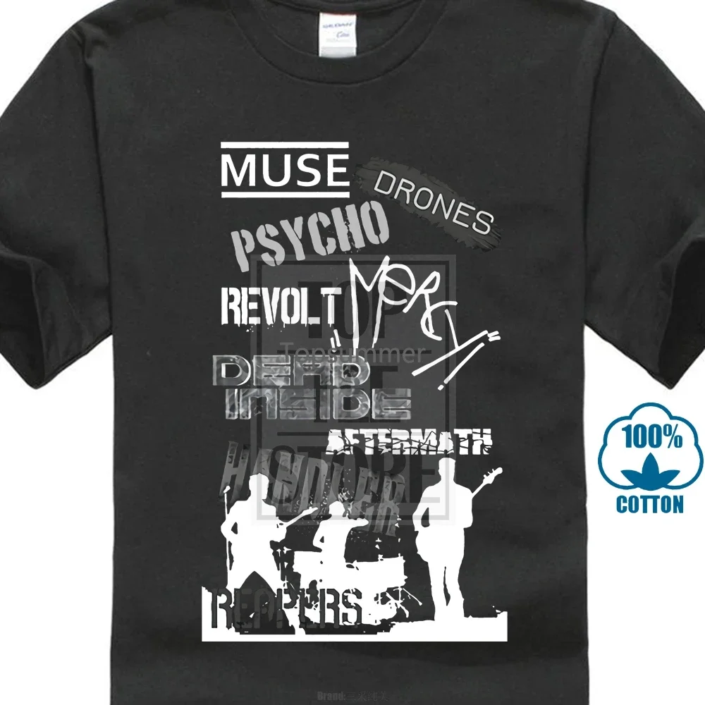 Футболка с повседневным рукавом Gildan Muse Drones Titles (черный кирпичный темно-синий