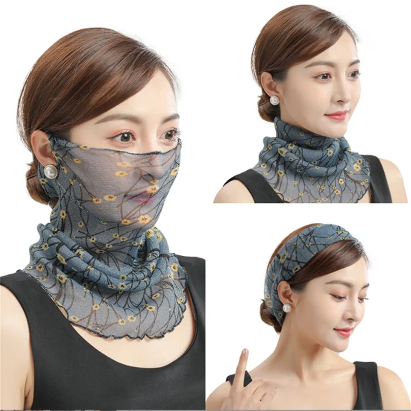 

Spring Summer Chiffon Neck Collar Scarf Women Head Thin Sunscreen Variety Small Silk Anti-UV Scarf Mask Multi-Function Scarf
