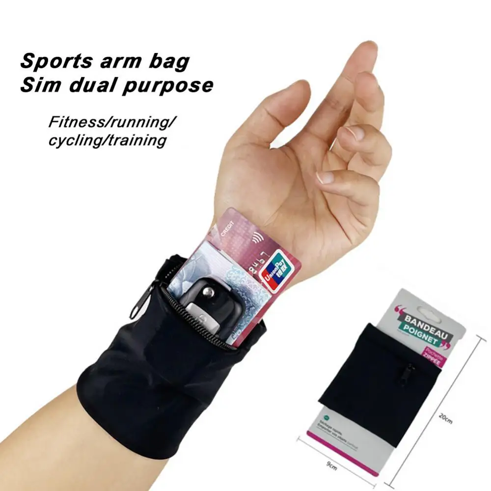 Outdoor Running Bags Cycling Wrist Band Zipper Wristband Breathable Wrist Sports Bag Mini Wallet Safe Storage Multifunctional