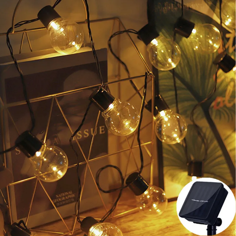 

10m/6.5m/5m Solar G50 Bulb Holiday Lighting Led String Lights Solar Lamp Outdoor Garden Christmas Decoration Street Fairy Lights