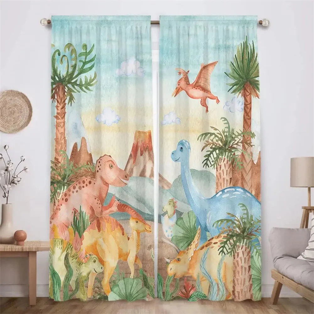 Мультяшные животные джунгли Лев слон дерево окна занавески для гостиной детской