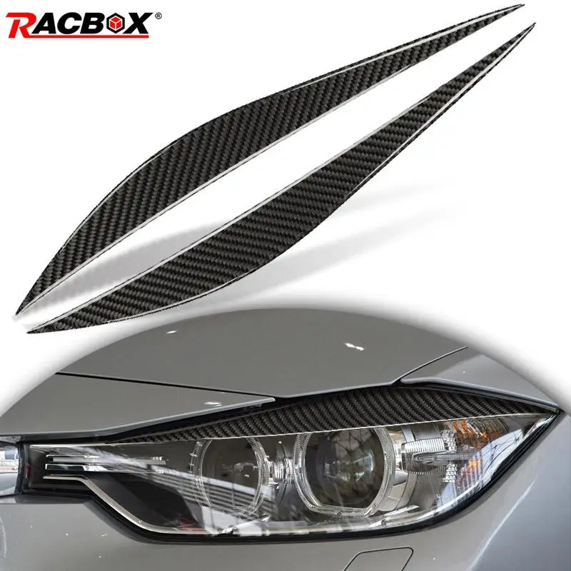 

Real Carbon Fiber Car Front Headlight Eyebrow Cover Trim For BMW 3 F30 F35 Anti Scratch Protector Sticker Auto Decor Accessories