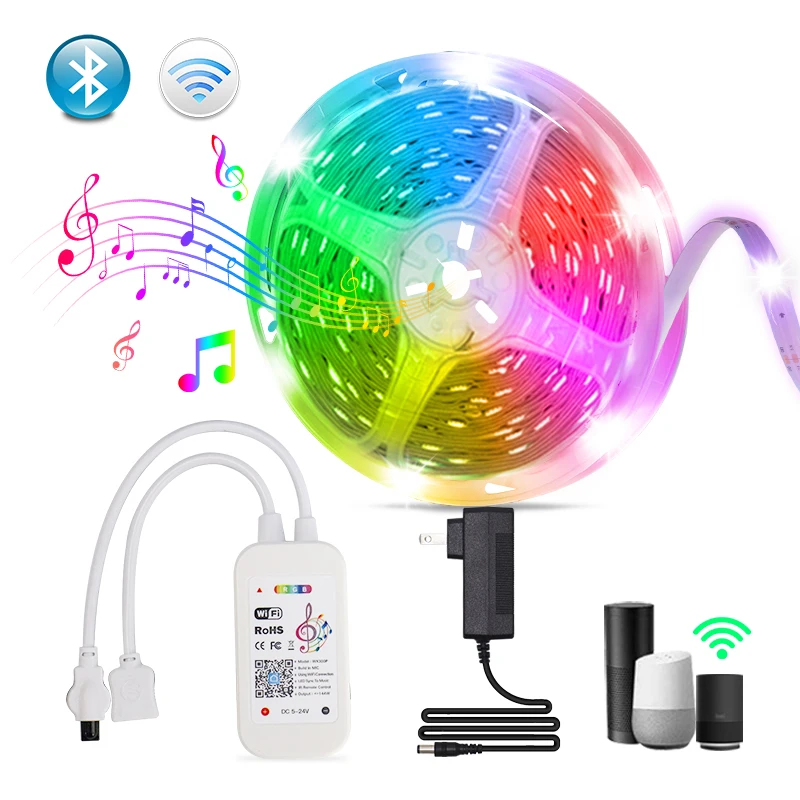 LED Strip Light USB Bluetooth RGB WIFI Music Control ALEXA LED RGB Lights Flexible LED Lamp Tape RGB TV Desktop Screen BackLight