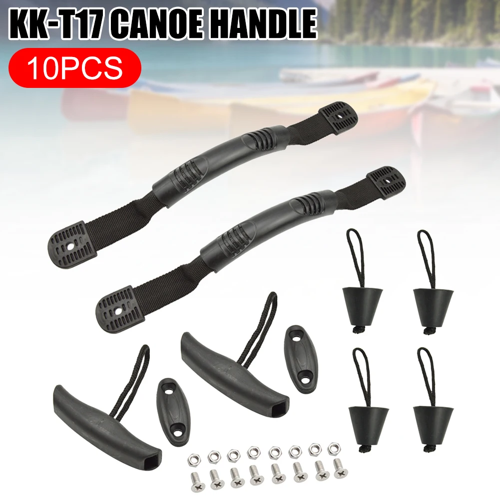 

2Pcs Kayak Canoe Carry Handles Side Mount Handles With 2Pcs T-Handles 2Pcs Pad Eyes And 4Pcs Silicone Scupper Plugs Accessories