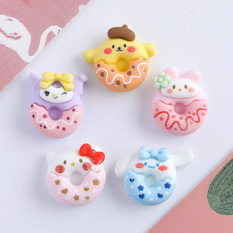 

Kawaii Sanrioed Anime Cartoon series Cinnamoroll mymelody cute Fashion creative donut shape mobile phone case toy Resin patch