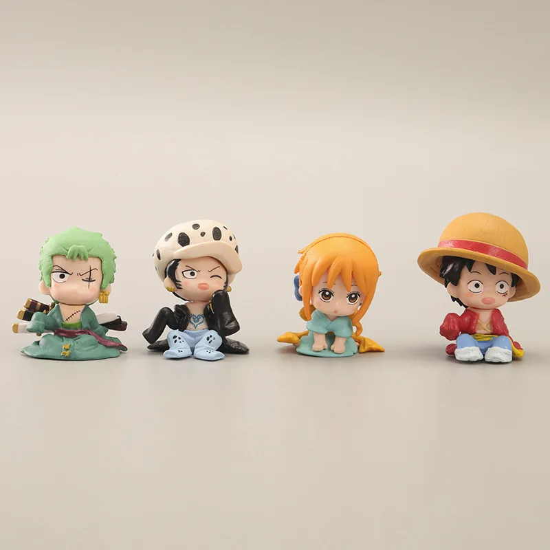 

4pcs/set Anime One Piece Figure Luffy Zoro Sanji Ace Nami Shanks Q Ver.Straw Hat Action Figures Brook Usopp Buggy Model Toys