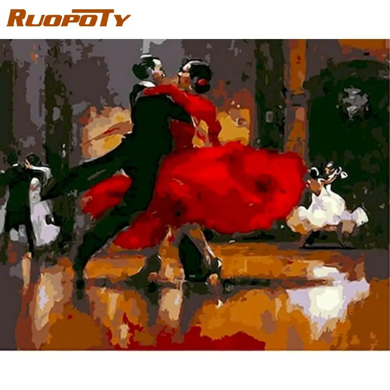 

RUOPOTY DIY Oil Painting By Numbers Dancer Figure Paint By Number Hand Painted Unique Gift 60x75cm Frame Photo