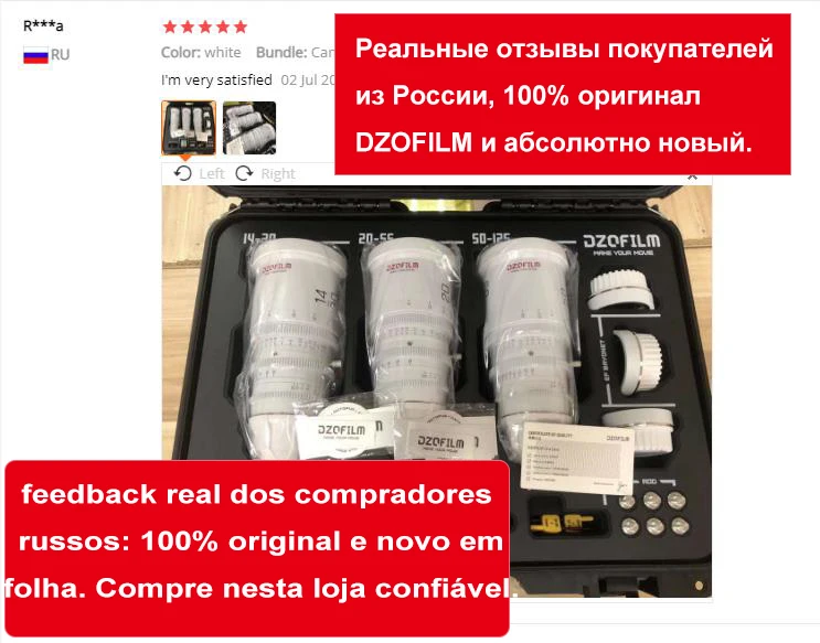 DZOFILM Pictor 14-30mm 20-55mm и 50-125mm T2.8 Super35 Parfocal Zoom Cine Lens Kit с жестким чехлом для Arri PL Canon EF W on.