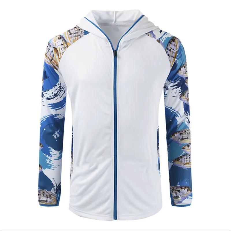 2024 Quick Dry Digital Printing Fishing Shirt Long Sleeve Custom Waterproof Fishing Shirts UV Protection Men's Hooded