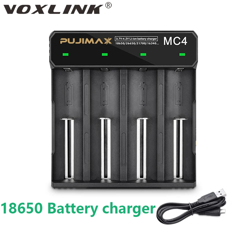 

VOXLINK 4 слота USB 18650 Зарядное устройство для 3,7 в серии 26650 18350 32650 21700 26700 26500 литиевая батарея независимая зарядка
