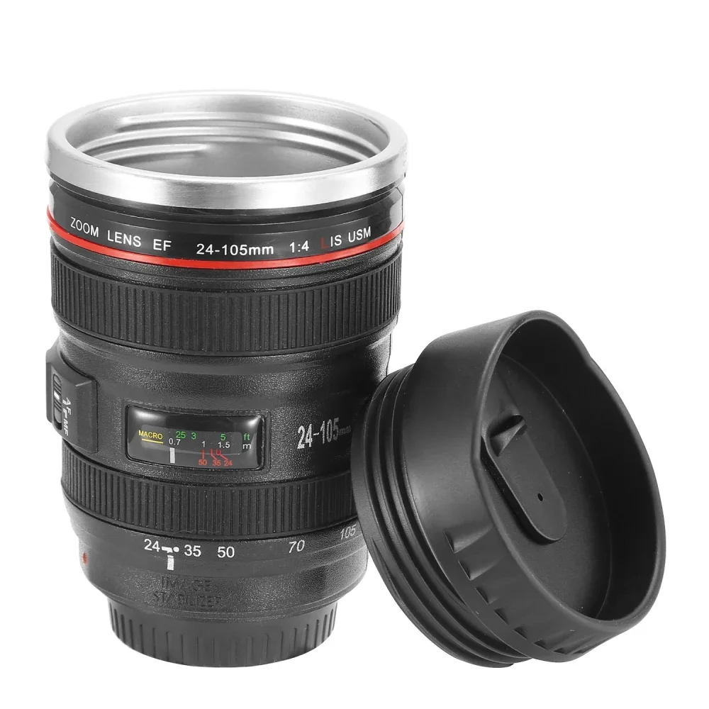 

JMT Camera Lens Coffee Mug Cup 13.6oz Food-Grade Stainless Steel Travel Photography Insulated Mug for All Ages
