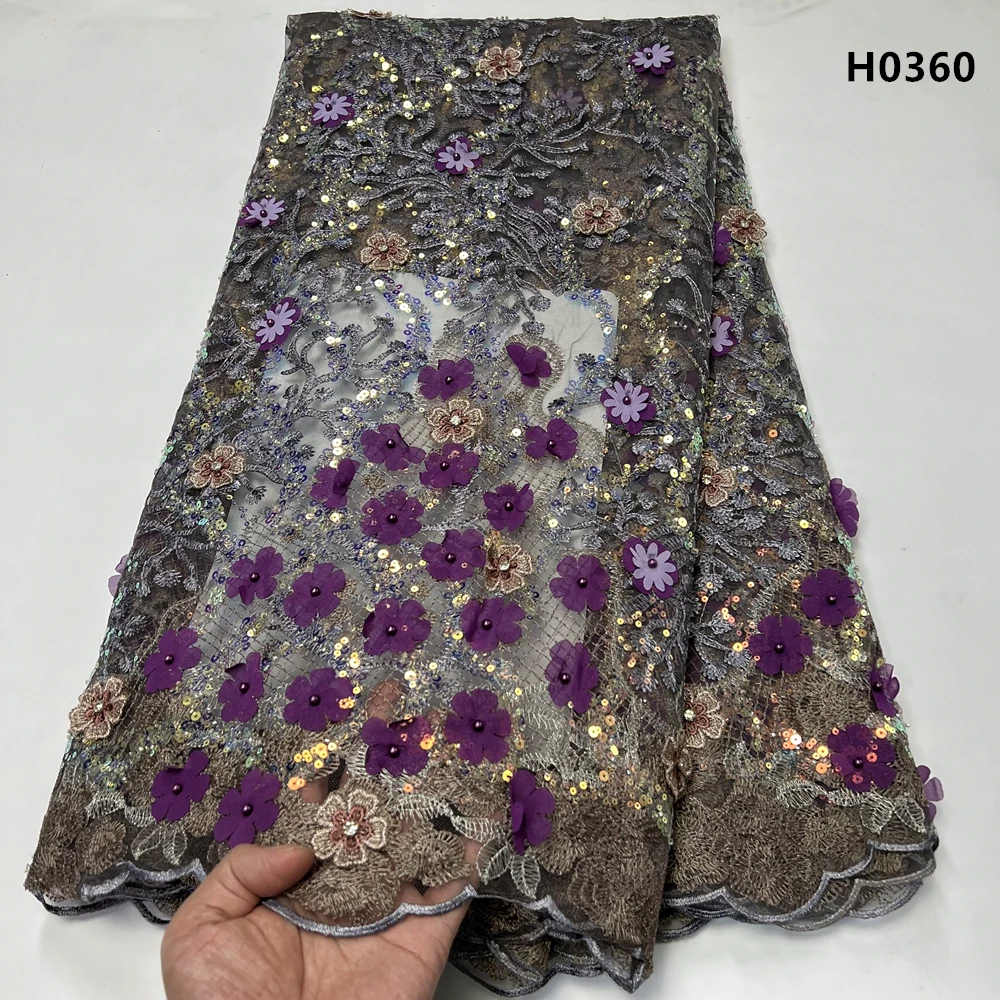 

Новинка, 5 ярдов, блестящая жаккардовая ткань с блестками, Африканское кружево 2023, высокое качество, искусственная Бриллиантовая Свадебная фотосессия H0360