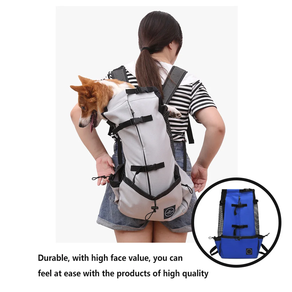 

Universal Pet Carrying Backpacking Large Capacity Animal Rucksack Adjustable Knapsack Mesh Cloth Pets Supplies Blue M