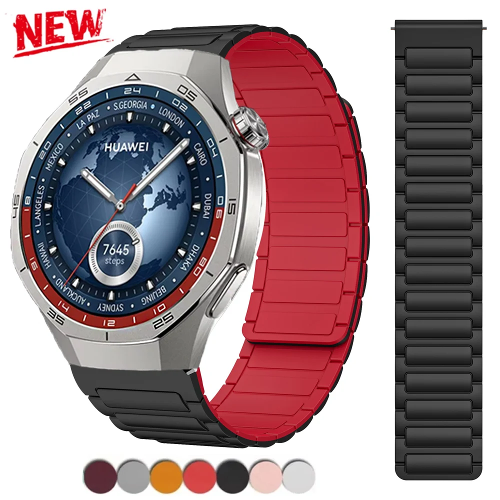 Фото Ремешок 22 мм для Huawei Watch GT5pro 46 мм, силиконовый ремешок, магнитный браслет для Huawei GT5 46 мм GT4 GT2e, спортивный браслет, аксессуар №1