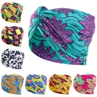 women african pattern print bandanas headband twist style sports wide yoga elastic hair bands hair accessories turban headscarf