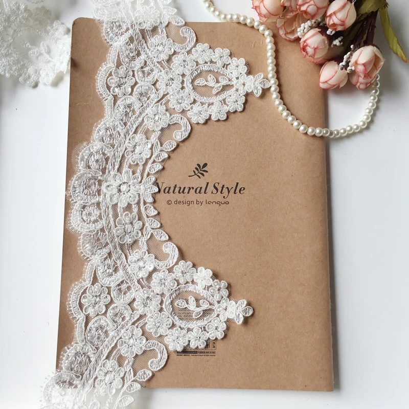 

Gorgeous Floral Embroidery Lace Trim Boards Flowers With Exquisite Nail Bead