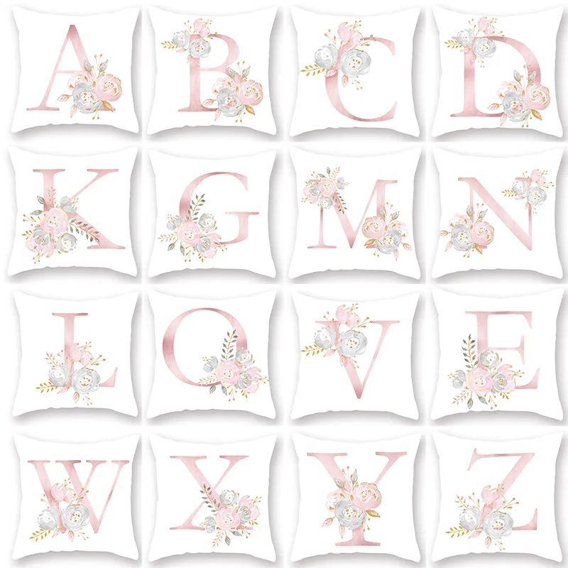

45x45cm Pink Letter Cushion Pillowcase Decoration Sofa Polyester Pillowcase Birthday Wedding Party Merry Christmas Decoration