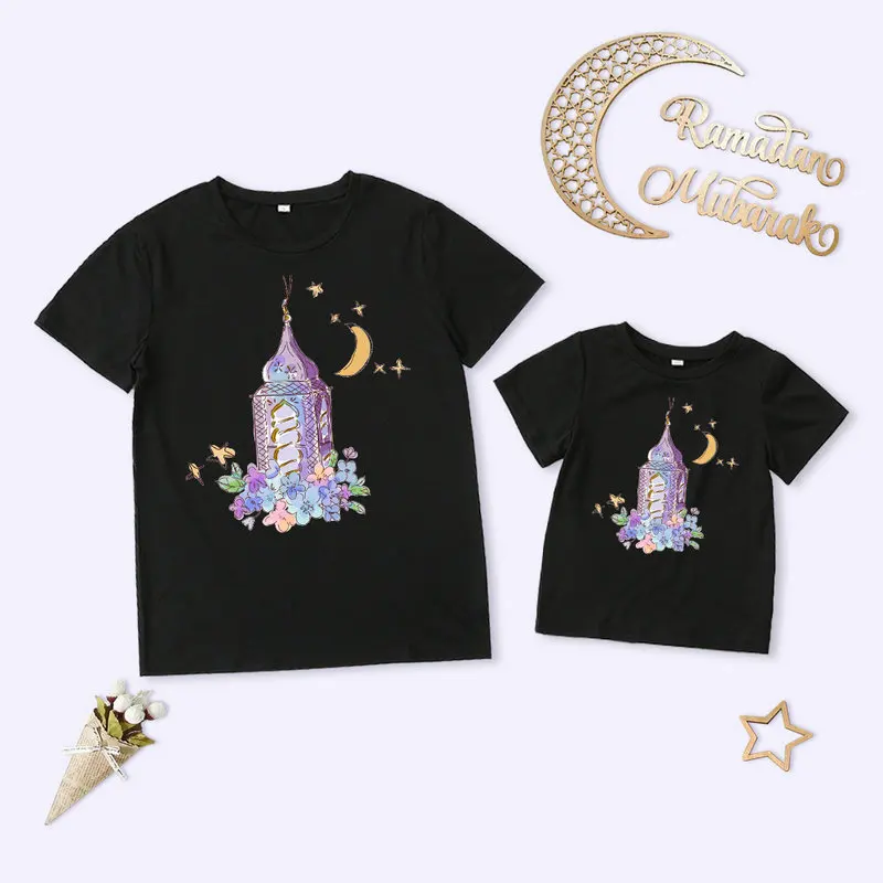 

Ramadan Family Matching Outfits Short Sleeve T-shirt Mother Daughter Matching Clothes Mommy And Me Clothing Set Girl T-shirt