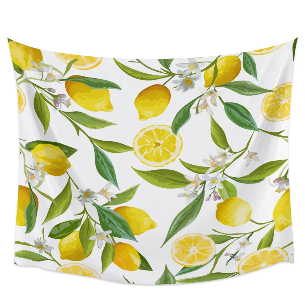 

Fruit Lemon Yellow White Tapestry Background Wall Covering Home Decoration Blanket Bedroom Wall Hanging Tapestries