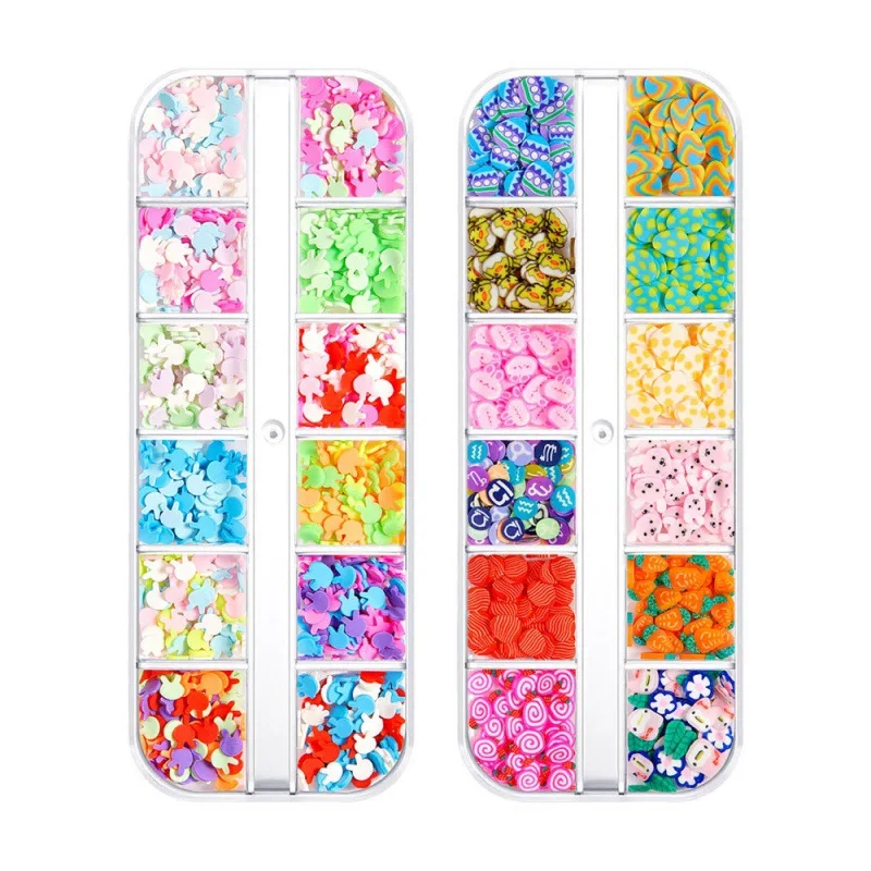 12 ячеек в коробке 3D наклейки виде фруктов миниатюрные полимерная глина дизайн