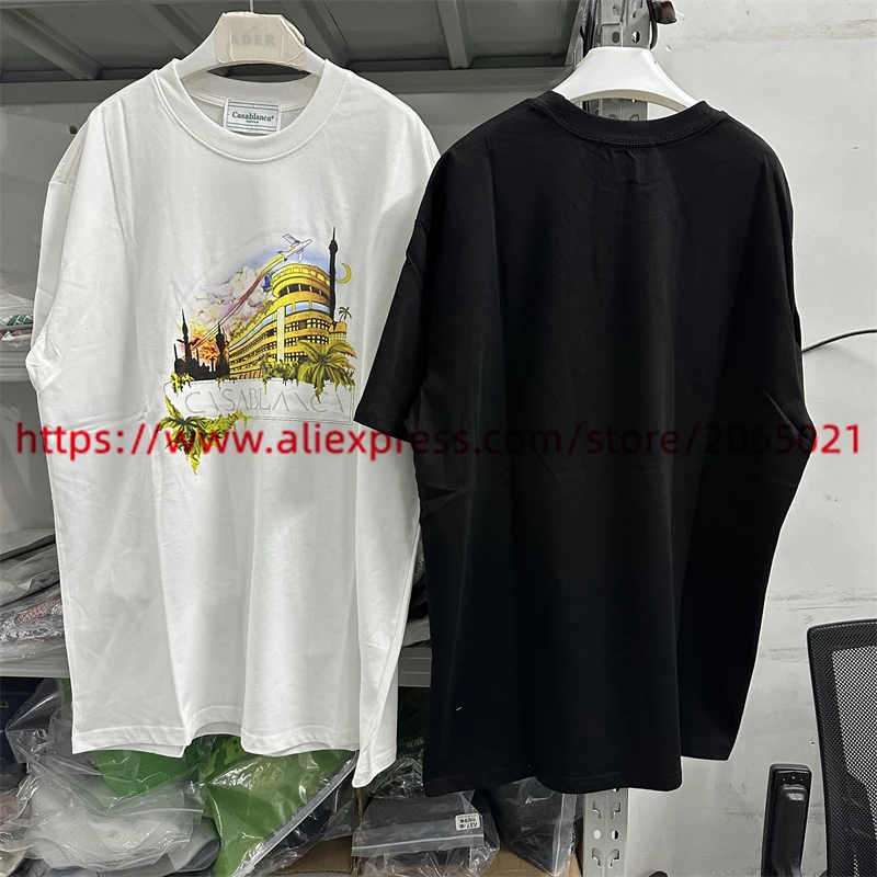

23SS Streetwear Architectural Printing Casablanca T Shirt Men Women T-shirt s