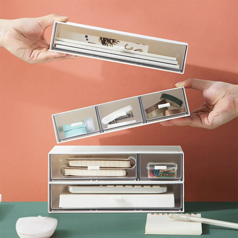 

Drawer Jewelry Storage Office Free Combination Desktop Organizer Box Transparent Cosmetic Multi-Layer Storage Box