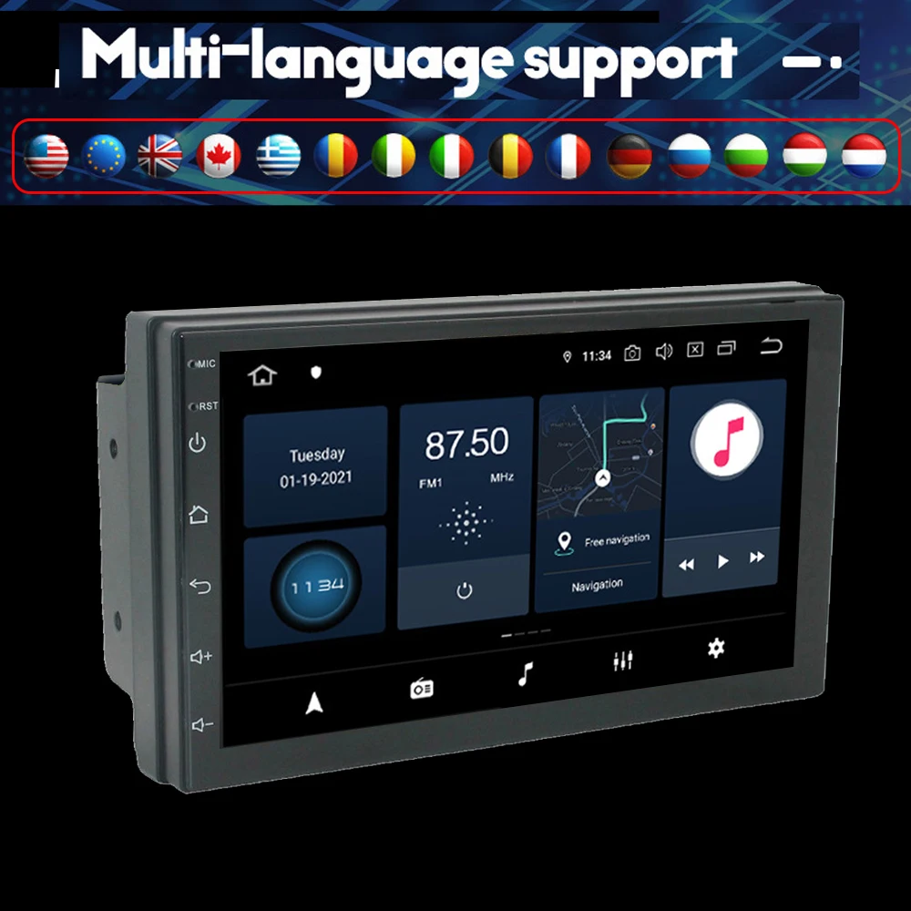 Автомагнитола 2 Din мультимедийный видеоплеер с GPS-навигацией Wi-Fi Bluetooth Android 10 0