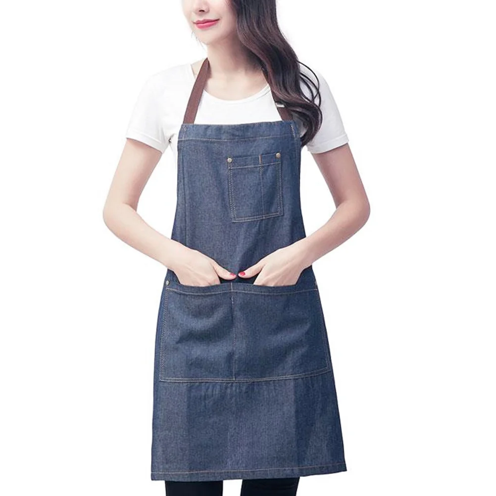 

1PC Work Apron Denim Multi-Pocket Adjustable Professional Apron for Salon Coffee