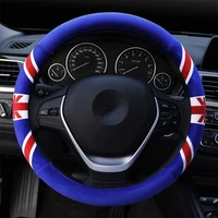 1 pc blue plush soft warm car steering wheel cover british word flag universal anti scratch auto steering wheel protection cover