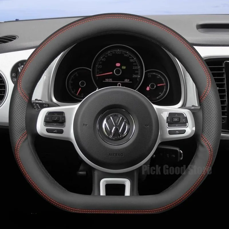 Фото Кожаный чехол на руль автомобиля для Volkswagen Crafter Golf Mk4 Mk2 8 Polo 6r Scirocco Touran Lupo, аксессуары для интерьера автомобиля №5