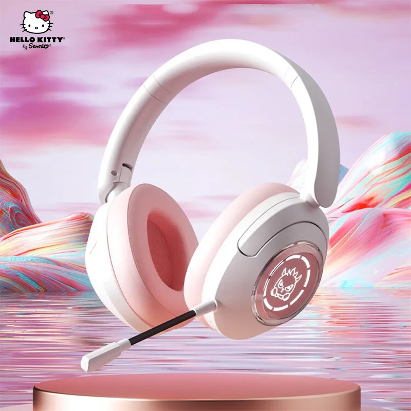

Sanrio Hello Kitty Headphones Bluetooth Headsets Kawaii Anime Stereophone with Microphone Portable for E-sports Game Earplugs
