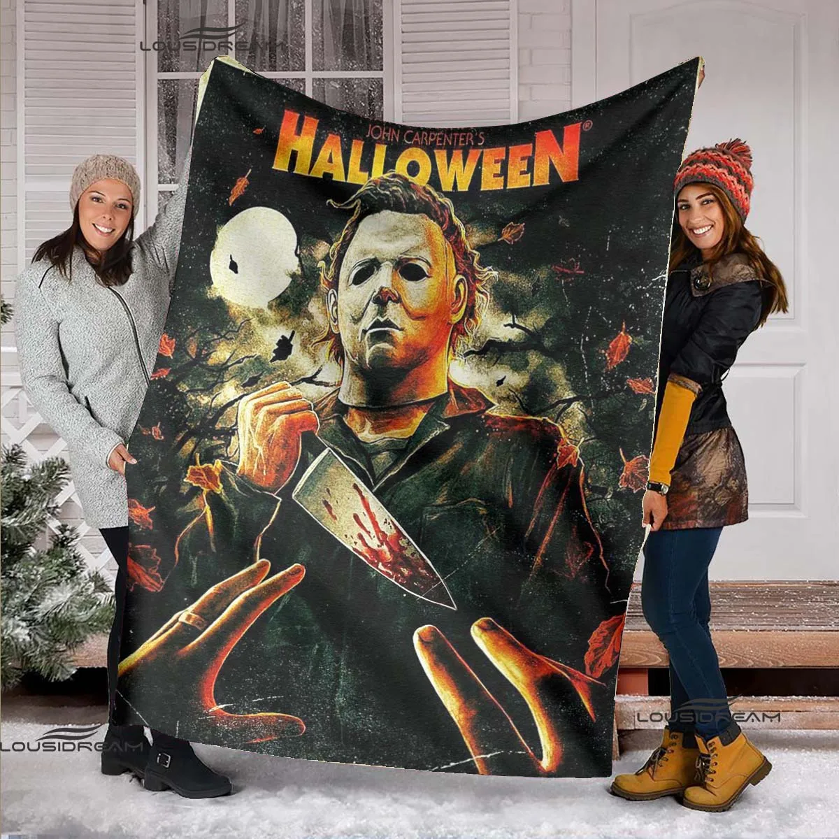 

Мягкое фланелевое одеяло в стиле фильма ужасов, захватывающий постер, 3D печать, покрывало для гостиной, диван, покрывало для кемпинга