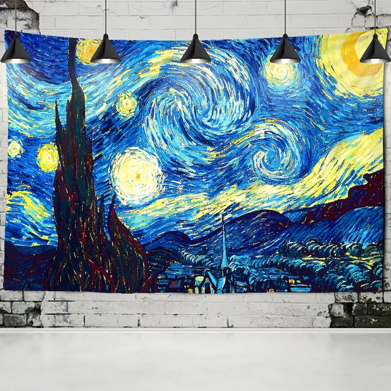 

Rural Scenery Tapestry Van Gogh World Famous Oil Painting Decorative Blanket Wall Hanging Bedroom Sofa Backdrop Doorway Curtain