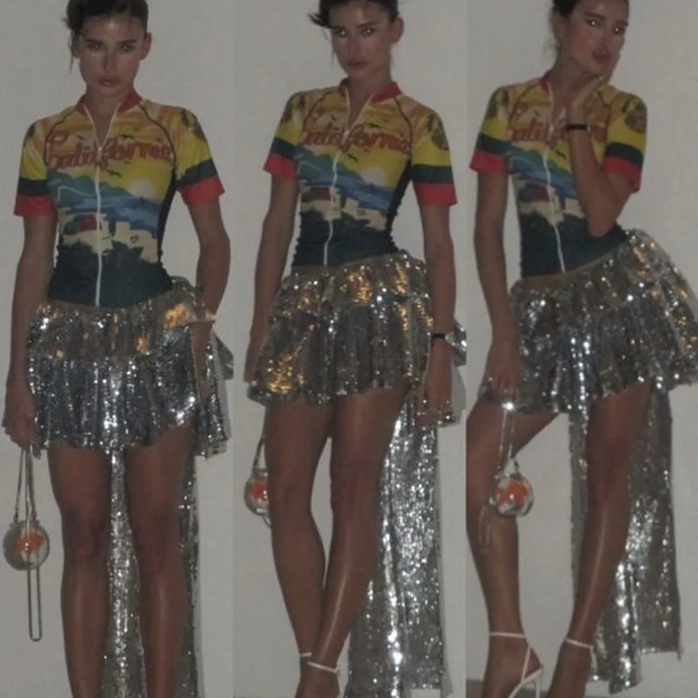 Уникальные блестящие серебряные юбки с блестками женские бантом модная короткая