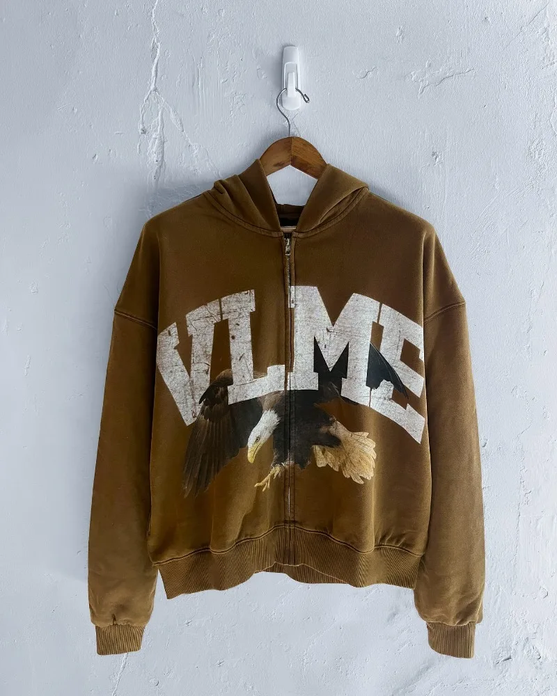 Y2k Vintage Fashion Animal Print hoodie for men and women Harajuku Punk Sweatshirt Street Hip hop trend zipper jacket