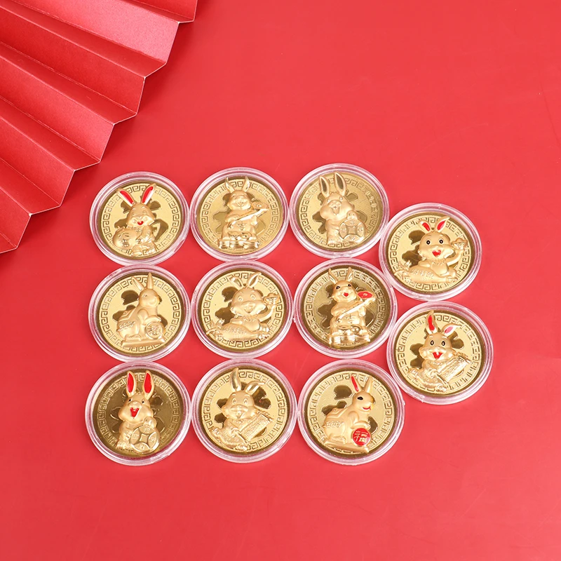 

2023 Year Of The Rabbit Commemorative Coin Chinese Zodiac Souvenir Gift Animal Commemorative Coins with Bag Hot