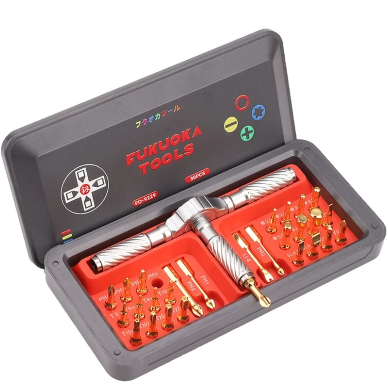 

30 in 1 Ratchet Screwdrive Magnetic Screwdriver Bit Set, with Detachable Handle for Eyeglass Watch Computer Electronics