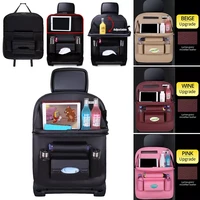 leather car seat storage bag seat back hanging bag folding table tray tablet holder tissue box storage organizer car accessories