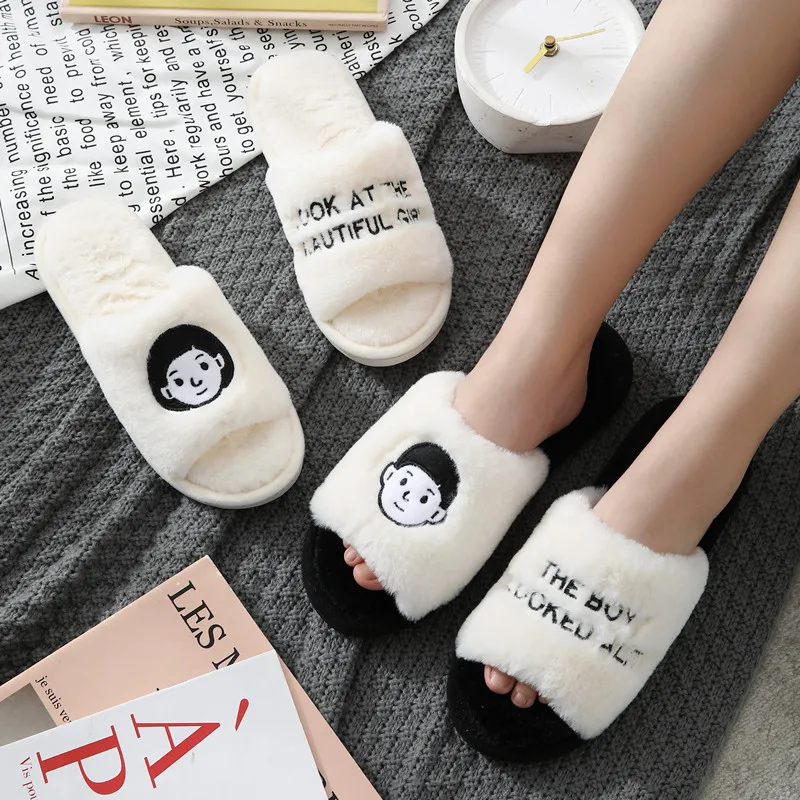 

Warm Cartoon Lovers Cotton Slippers For Men and Women
