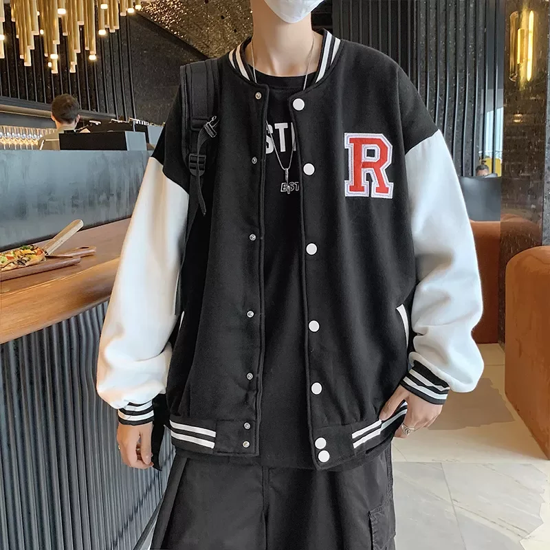 

NEW IN New Fashion Black Men's Jackets Baseball Jersey Casual Cardigan Couple's Coat Male Clothes Spring and Autumn Loos