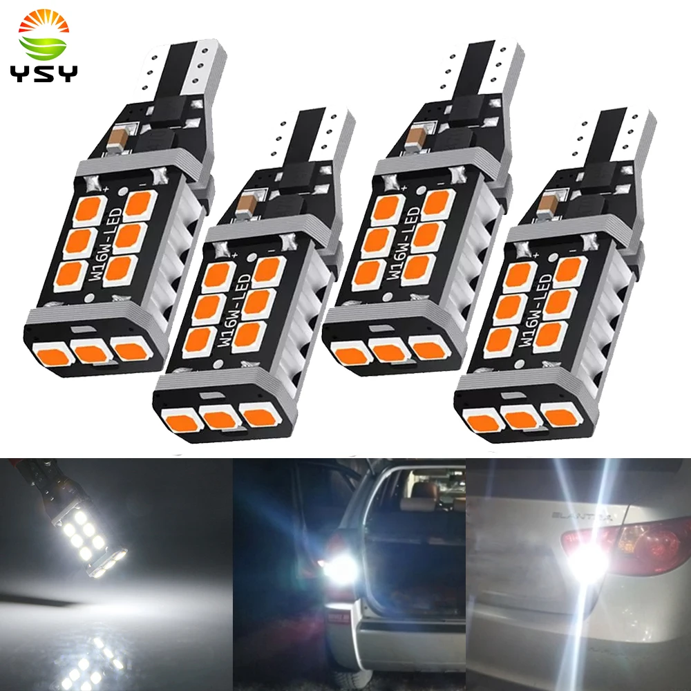 

YSY 2pcs T15 W16W Car Led Lights Canbus No Error 2835 15SMD For Car Interior Accessories Lamp Tail Reverse Light 6000K White 12V