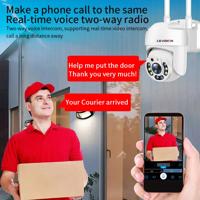 Беспроводная PTZ-камера LS VISION 1080P цветная IP-камера ночного видения с Wi-Fi уличная