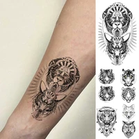 transfer waterproof temporary tattoo sticker man lion wolf totem tiger fox animal tatoo woman wrist ankle fake tatto realistic
