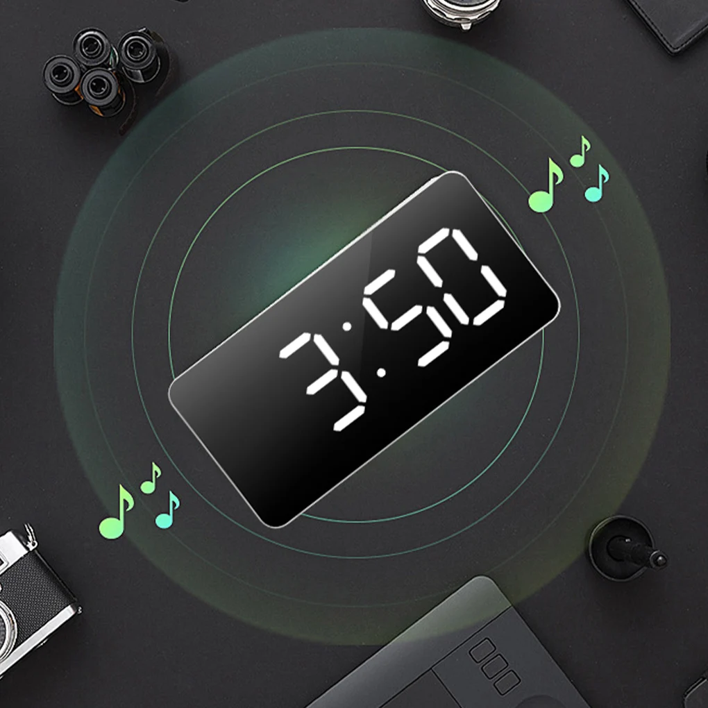 Цифровой будильник светодиодные зеркальные часы с изогнутой поверхностью