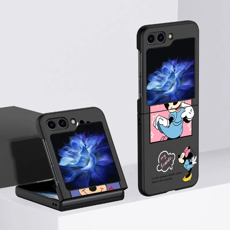

Милый мультяшный чехол с Микки Маусом для Samsung Galaxy Z Flip 4 3 5G черный Жесткий чехол для сотового телефона ZFlip5 прозрачный роскошный Поликарбонат