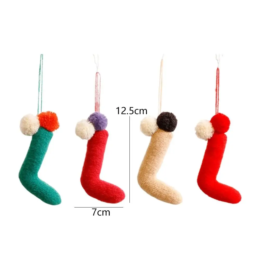 Вязаные рождественские носки подвески мультяшные ручной работы из трости