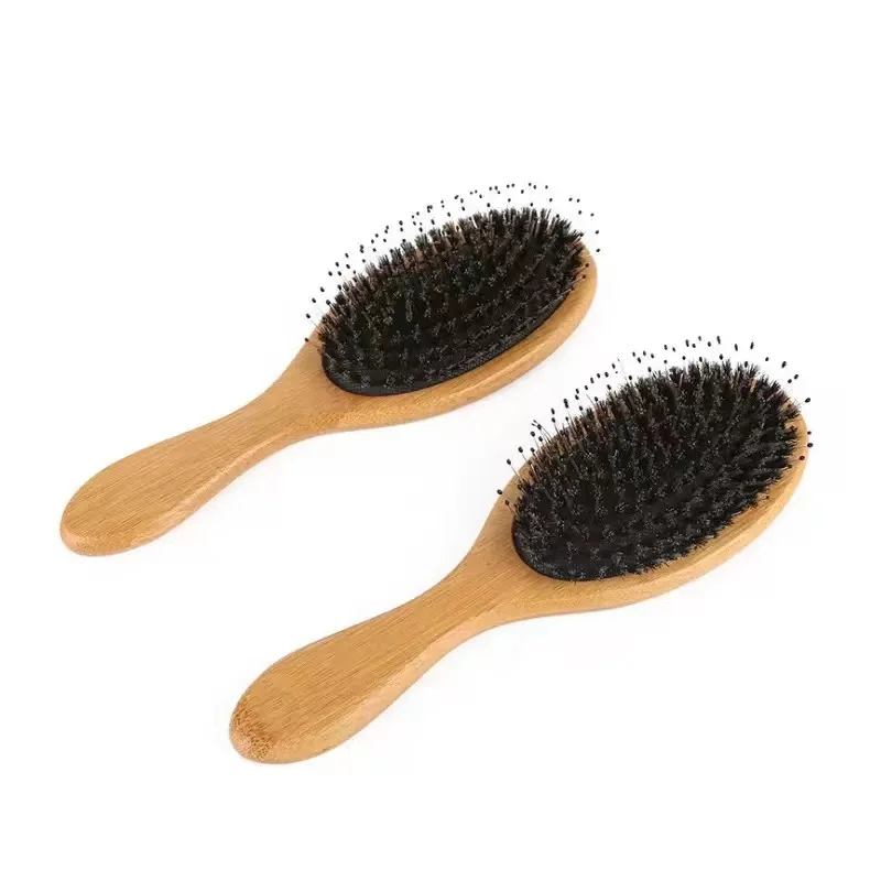 Hairdressing Eco-friendly Boar Bristle Hair Brush Wooden detangle Hair Brush Massage Comb