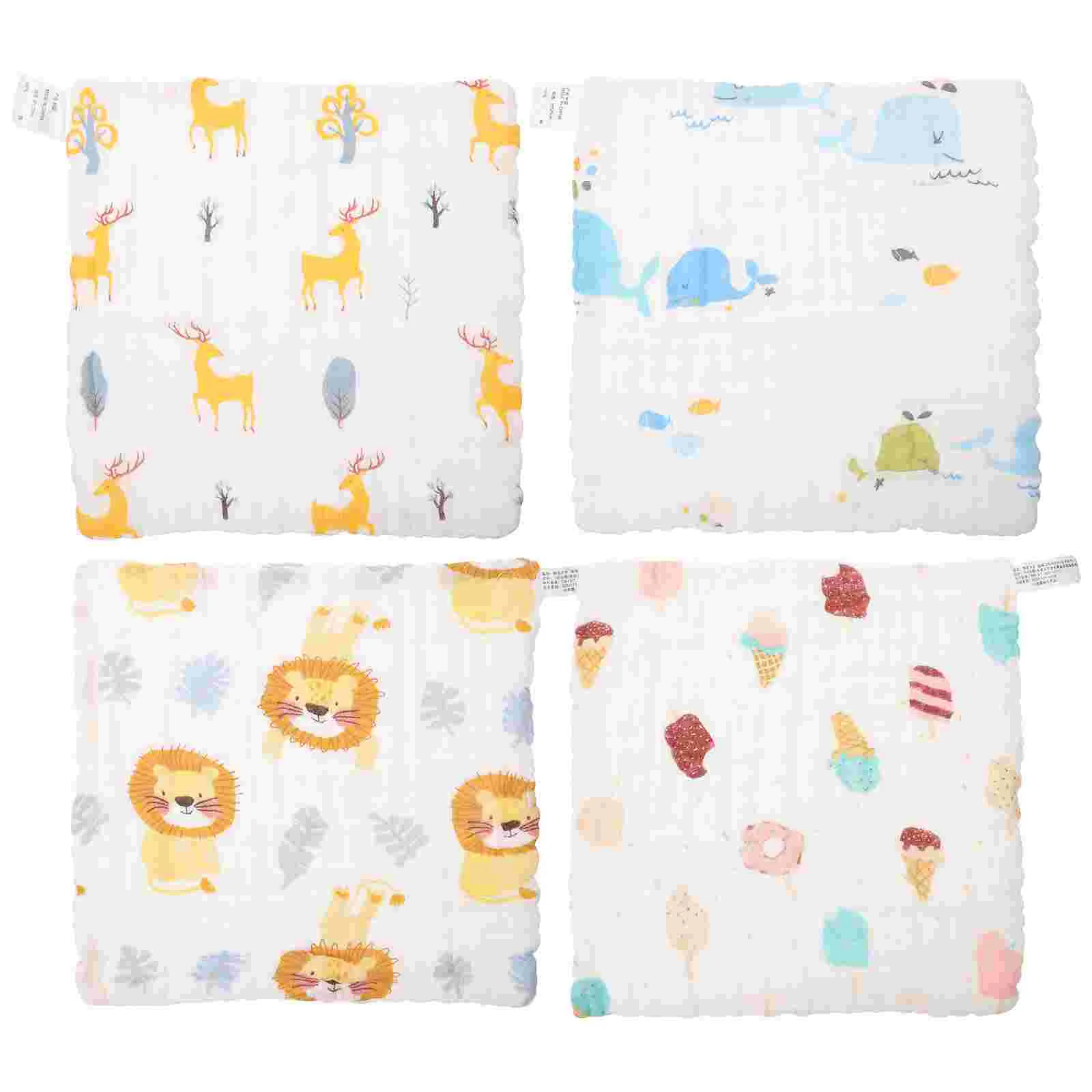 

4 Pcs Baby Bath Towel Kids Wipe Cloth Towels Saliva Cotton Face Cleaning Children Washcloths Babies Newborn